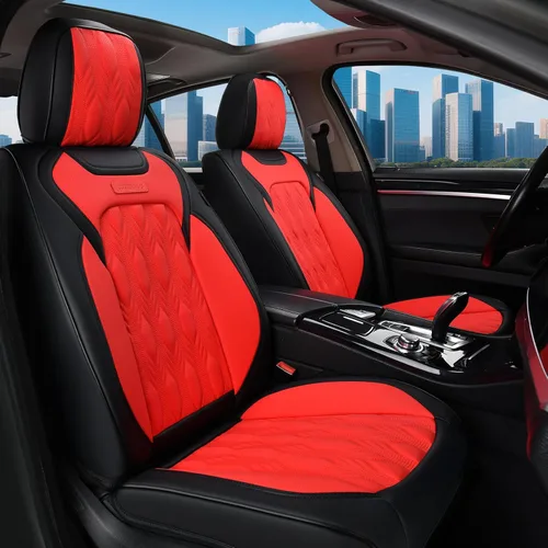 Miniatura 2 de Coverado Juego Completo de Fundas de Asiento de Automóvil, Fundas de Asiento de Cuero de Lujo para Delantero y Trasero, Fundas de Asiento En