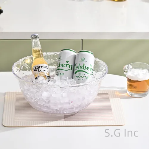 Miniatura 3 de Tazón de Ponche de Calidad Premium en Plástico - Tazón de Ponche de Plástico Transparente de 2 Galones - Diseño Bordado de 8 Quart.