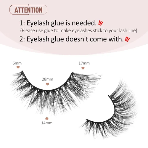 Miniatura 2 de Onlyall Pestañas de ojo de gato, pestañas de visón, pestañas esponjosas, pestañas postizas de ojo de gato, pestañas de ojo de zorro, 7 pares F02