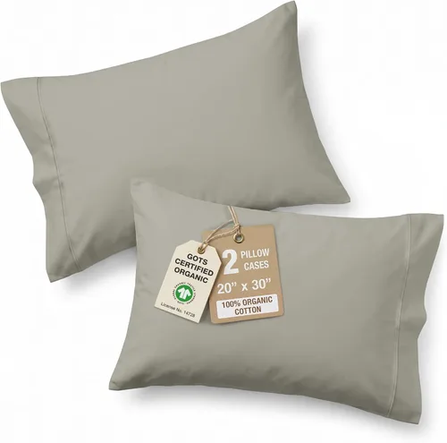 Miniatura 43 de Lane Linen - Juego de 2 fundas de almohada, 100% algodón orgánico puro, tamaño king, color amarillo claro/vainilla (20 x 36 pulgadas)