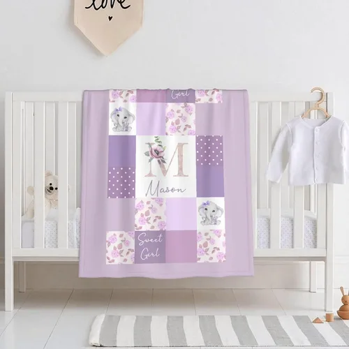Miniatura 17 de Manta personalizada con nombre, manta personalizada de animales de bebé, regalos conmemorativos para envolver niños pequeños, cumpleaños familiar
