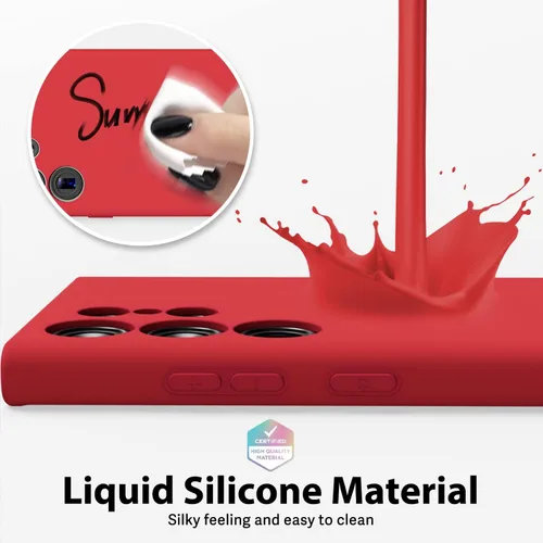 Miniatura 4 de oakxco Funda para teléfono Samsung Galaxy S22 Ultra de silicona líquida, linda delgada fina suave de goma TPU cubierta de gel suave para mujeres