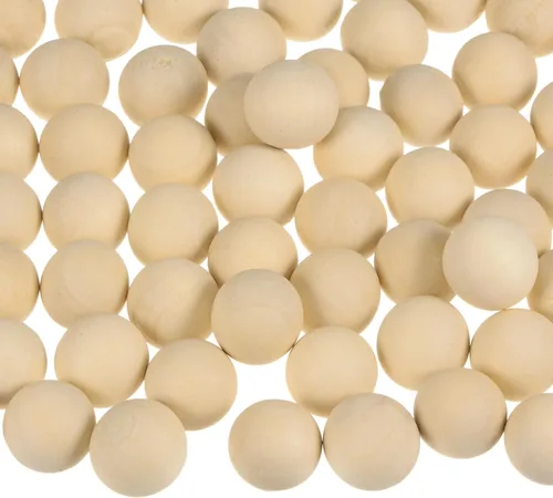 Miniatura 9 de uxcell 100 bolas redondas de madera maciza de 0.236 in de diámetro, cuentas de madera maciza sin terminar, pequeñas bolas naturales