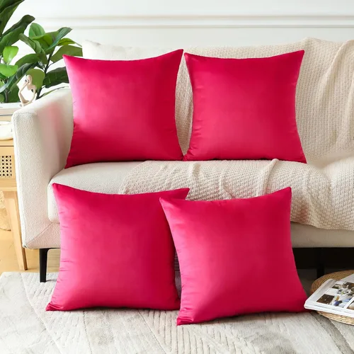Miniatura 26 de OTOSTAR Juego de 4 fundas de almohada decorativas de terciopelo suave, fundas de cojín lumbares sólidas, fundas de cojín lujosas para sofá