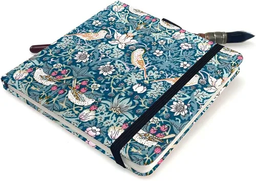 Miniatura 6 de E-WEICHEN 5x5 Cuadernos de acuarela de tela portátiles hechos a mano con tapa dura de tela cosida para viajes Papel para acuarela de 140LB/300gsm 20