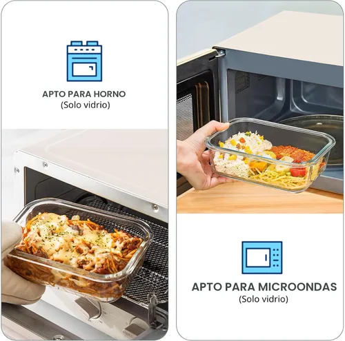 Miniatura 4 de KOMUEE - Paquete de 10 recipientes de vidrio para almacenamiento de alimentos, recipientes de preparación de comidas con tapas, loncheras de vidrio
