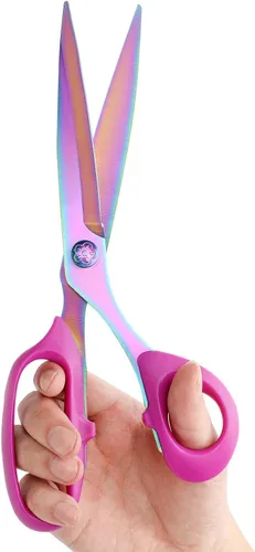 Miniatura 7 de Tijeras de costura para zurdos de 9 pulgadas para corte de tela, tijeras profesionales afiladas de alta resistencia con revestimiento de titanio