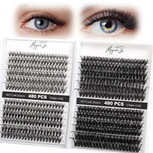 Miniatura 14 de Extensiones de pestañas en racimo 72, pestañas postizas, extensiones de pestañas reutilizables, para colocar uno mismo, aspecto natural, mezcla