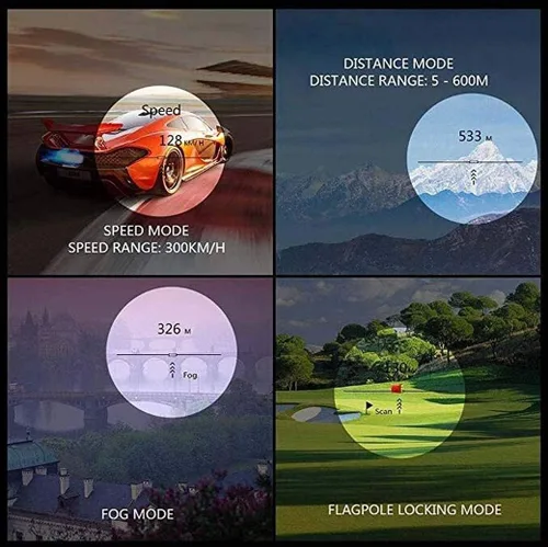 Miniatura 4 de Telémetro de golf multifunción - Pantalla LCD, buscador de rango de 3,280.8 ft, velocímetro impermeable para regla electrónica, telescopio de rango