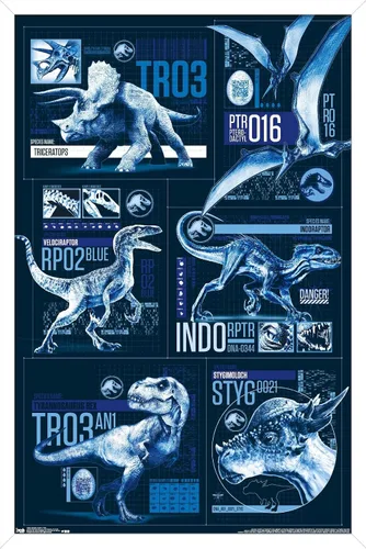 Miniatura 24 de Trends International Jurassic World: Fallen Kingdom - Póster de pared con cuadrícula, 14.725 x 22.375 pulgadas, versión enmarcada de madera