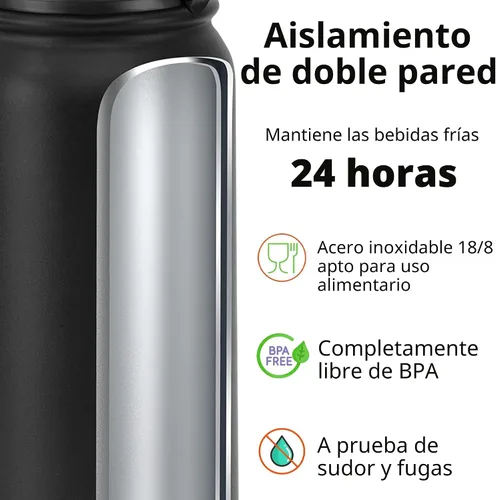 Miniatura 3 de Fanhaw Botella de agua de acero inoxidable aislada para niños de 20 onzas con tapa con popote, a prueba de fugas y antipolvo, botella de uso diario