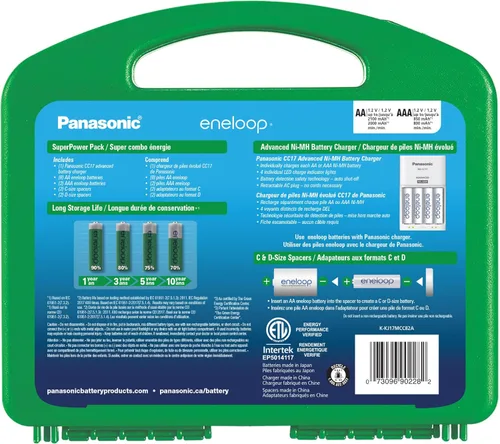 Miniatura 2 de Cargador de batería Panasonic Advanced celda Individual con Eneloop ciclo de 2100 pilas recargables AA Paquete de potencia Blanco