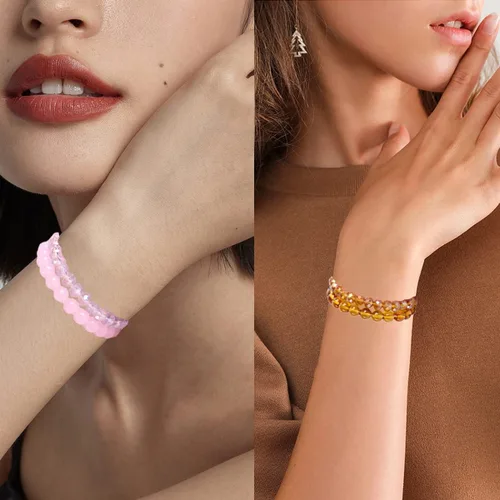 Miniatura 4 de Svovin 20 pulseras elásticas de cuentas de 0.315 pulgadas para mujer, cristal de cristal, hechas a mano, elásticas, multicolor, apilables, redondas