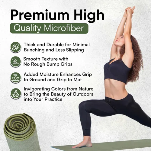 Miniatura 2 de Toalla para Esterilla de Yoga – Toalla de Yoga de Microfibra de Doble Cara – Toalla de Yoga Caliente Absorbente del Sudor Antideslizante – Ligera