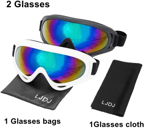 Miniatura 6 de LJDJ Gafas de esquí para motocicleta, gafas de snowboard, juego de 2 – Dirt Bike ATV Motocross anti-UV ajustables para montar fuera de carretera