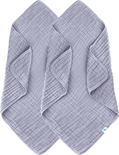SWEET DOLPHIN - Paquete de 2 toallas de baño de muselina para bebés y niños pequeños, manta 100% algodón, 40 x 40 pulgadas, altamente absorbentes,