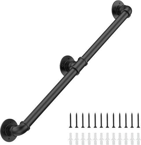 Miniatura 12 de Barandilla Industrial de 1 Pie para Escaleras con Montaje en Pared, Pasamanos de Escalera con Tubo de φ1.3" para Escalones, Barra de Agarre