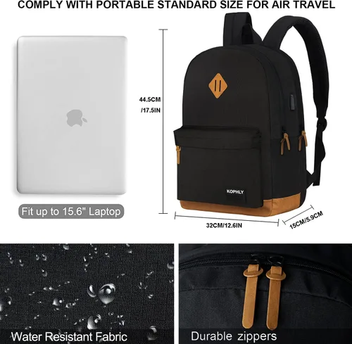 Miniatura 3 de Mochila grande para portátil de mano para viajes, Set negro, Mochilas Daypack