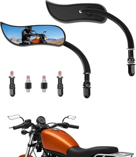 DREAMIZER Mini espejos laterales para motocicleta de 0.315 in compatibles con Harley Sportster Forty Eight Iron 48 72 883 1200 Softail Dyna Electra