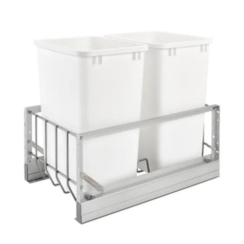 Miniatura 16 de Contenedor de basura extraíble de aluminio de 35 cuartos de galón con cierre suave para gabinetes de base de 15