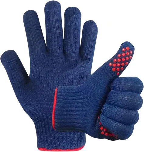 Miniatura 8 de MIG4U Guantes de parrilla para barbacoa, guantes de horno de 500 grados, resistentes al calor, con puntos de silicona antideslizantes de grado Azul