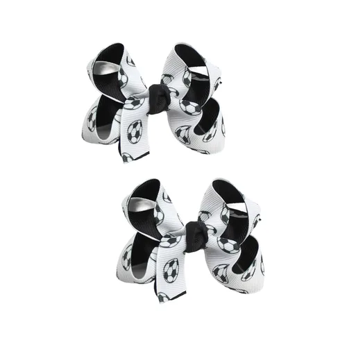 Miniatura 6 de Pinzas para el pelo de fútbol, cinta de fútbol, accesorios para el cabello para niñas, pinzas para el cabello de fútbol, 2 unidades, color negro