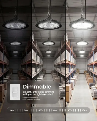 Miniatura 4 de Sunco - Paquete de 6 luces LED UFO de alta bahía, 200W, 28000 lúmenes, 5000K 120-277V regulables 0-10V, luces ultra brillantes para tienda comercial