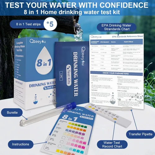 Miniatura 6 de Kit de prueba de agua de plomo 2026 actualizado 8 en 1 kits de prueba de agua potable para el hogar, 5 piezas de bolsa independiente, probador