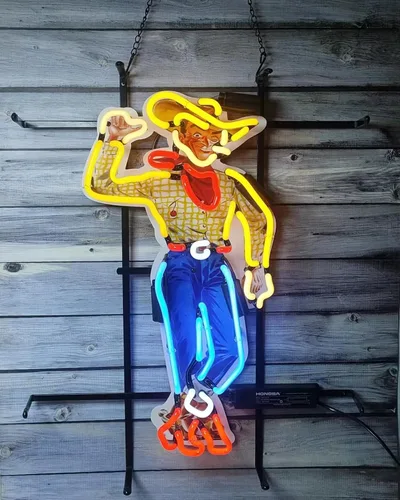 Miniatura 2 de Letreros de neón para decoración de pared Las Vegas Cowboy Sign Lámpara de luz con alta definición Vivid Printing Tech Artwork vidrio Neon Glass