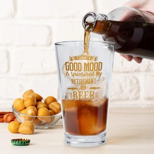 Miniatura 5 de BAD BANANAS Regalos de jubilación – Buen estado de ánimo – Vaso de cerveza de 16 onzas con tinta auténtica de oro de 10 quilates – Regalos