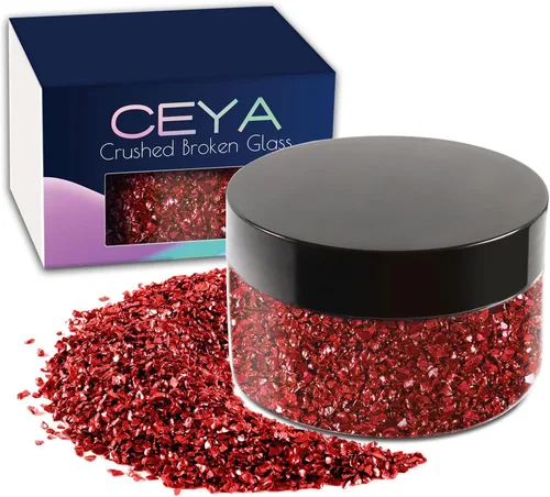 Miniatura 44 de Ceya 5.3 onzas/150g Vidrio Triturado Irregular Azul Neptuno Metálico Chips de Cristal Vidrio Roto Chips Purpurina 2-4mm Manualidades Purpurina
