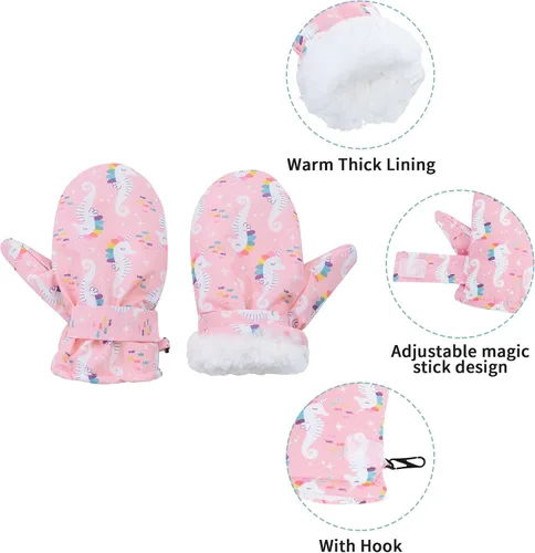 Miniatura 3 de Zando Guantes de forro polar para bebé, guantes cálidos de invierno, guantes de esquí impermeables para nieve, guantes para niños y niñas