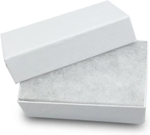 TheDisplayGuys - Paquete de 100 cajas de cartón rellenas de algodón #21 para joyería, diseño de remolino blanco (2.6 x 1.6 x 1.0 pulgadas), para