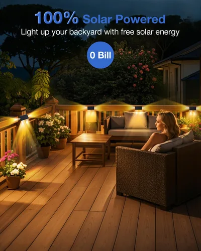 Miniatura 6 de Luces de Valla Solares Impermeables para Exteriores de 3 Lados LED para Pared y Paisajismo para Patio, Terraza, Patio, Barandilla, Garaje, Piscina