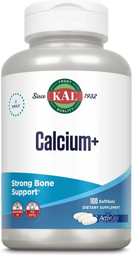 KAL Calcium+ ActivGels 1000mg | Calcio, Magnesio, Zinc y Vitamina D-3 | Formulado para ayudar a mantener dientes y huesos saludables | Sin soja |