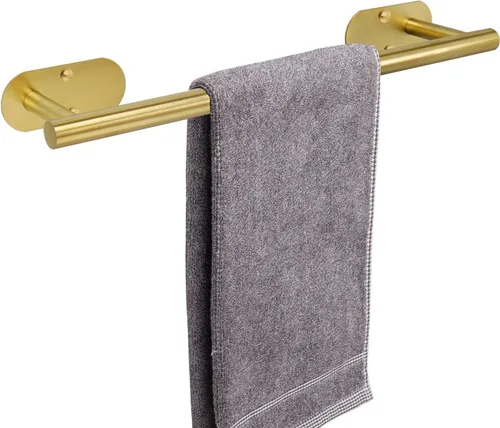 TocTen Toallero de baño autoadhesivo, toallero para baño, soporte para toallas de baño de acero inoxidable a prueba de óxido, sin daños, fácil de