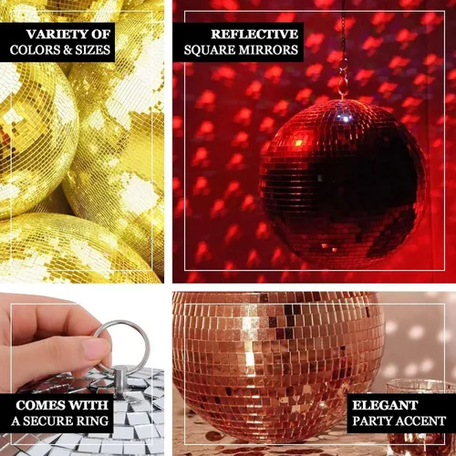Miniatura 4 de Efavormart - 4 piezas de espejo de cristal Groovy de 6 pulgadas, decoración de fiesta de discoteca para bodas, eventos, fiestas de cumpleaños Plata