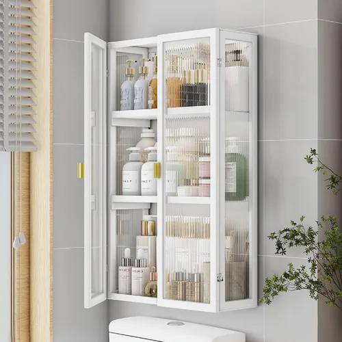 Miniatura 9 de Gdrasuya10 Organizador de armario colgante para montar en la pared, armario de cocina de metal con puertas acrílicas para comedor, cocina, baño