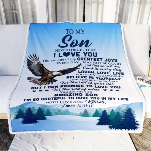 Miniatura 2 de Manta Personalizada "To My Son" de Mamá y Papá Regalos para Hijo que Va a la Universidad Cumpleaños Graduación Navidad Regalo Personalizado Manta