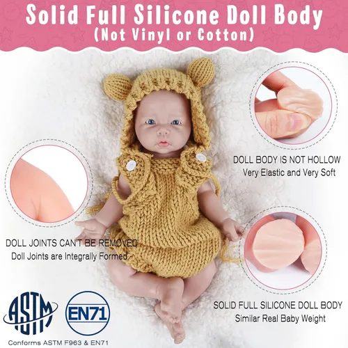 Miniatura 3 de Vollence Muñeco de bebé de cuerpo completo de 17 pulgadas de silicona que se ve real, ojos abiertos, muñecos Reborn realistas de bebé de vida real
