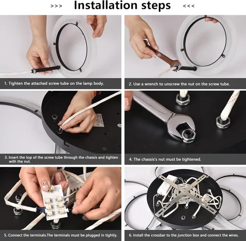 Miniatura 9 de Lámpara de techo LED moderna de montaje empotrado, 8 anillos blancos, lámpara de techo cercana al techo, para sala de estar, iluminación de comedor