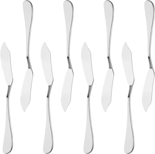 8 cuchillos de mantequilla de acero inoxidable, esparcidores de queso/mantequilla, cuchillos para untar, queso y condimentos 8 pza