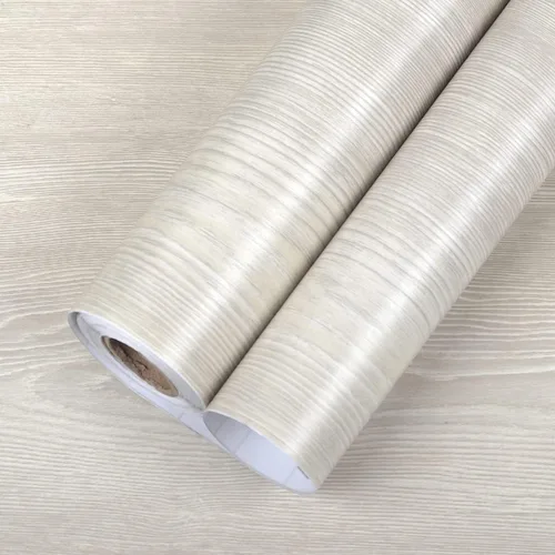 Rollo de vinilo texturizado de grano de madera gris claro de 200 x 16 pulgadas, papel de contacto de madera, encimeras, impermeable, autoadhesivo,