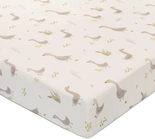 Miniatura 17 de Crane Baby Sábana bajera, sábana bajera ajustable de algodón suave para cunas y guarderías, cobre beige, 28 pulgadas de ancho x 52 pulgadas de alto