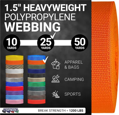 Miniatura 40 de Strapworks Heavyweight Polypropylene Webbing - Heavy Duty Poly Strapping for Outdoor DIY Gear Repair, 1.5 Inches