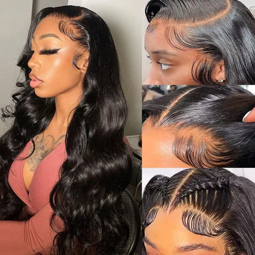 Miniatura 11 de Pelucas de cabello humano con cierre de encaje sin pegamento, prearrancado, con cabellos nacientes, estilo brasileño, para afroamericanas