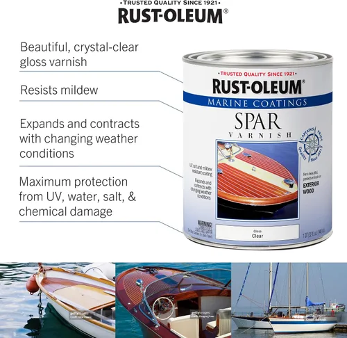 Miniatura 3 de Rust-Oleum 207008 Barniz Marine Spar, cuarto de galón, transparente brillante (paquete de 2)