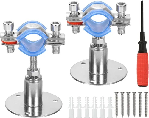 Miniatura 10 de uxcell Soporte de tubería de acero inoxidable para montaje en pared, soporte de tubo de montaje en techo, altura ajustable de 1.181-1.969 in