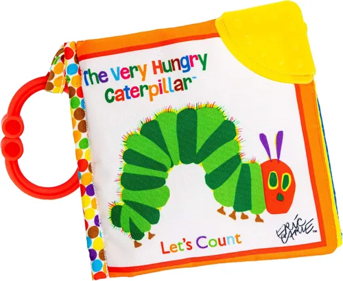 Let's Count Soft Book – Libro sensorial suave de World of Eric Carle the Very Hungry Caterpillar Baby on the Go Clip de dentición arrugado suave