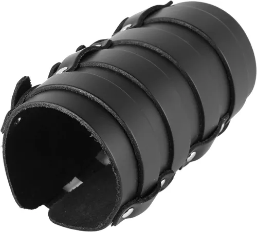 Miniatura 2 de HZMAN Brazalete ancho de cuero para hombre con correa triple y hebilla de cierre de armadura para brazo, 4 filas